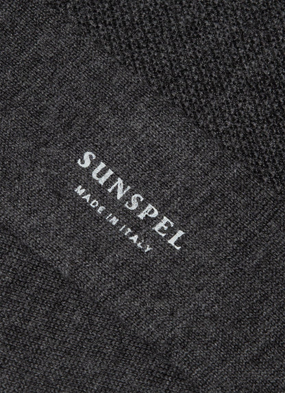 Men's Merino Wool Waffle Socks in Charcoal Melange