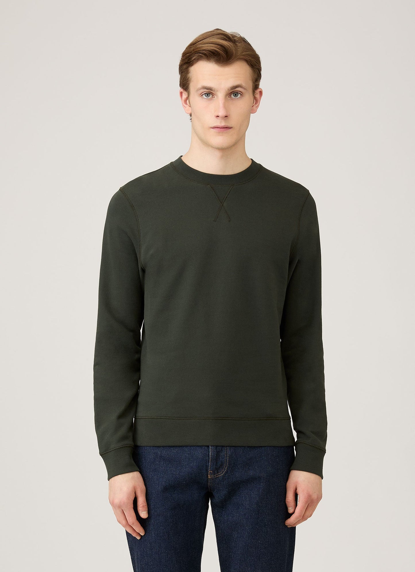 Mens Loopback Sweatshirt In Dark Green Mswe1516 Gnin