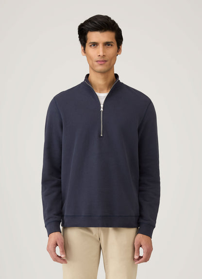 Mens Half Zip Loopback Sweatshirt Navy