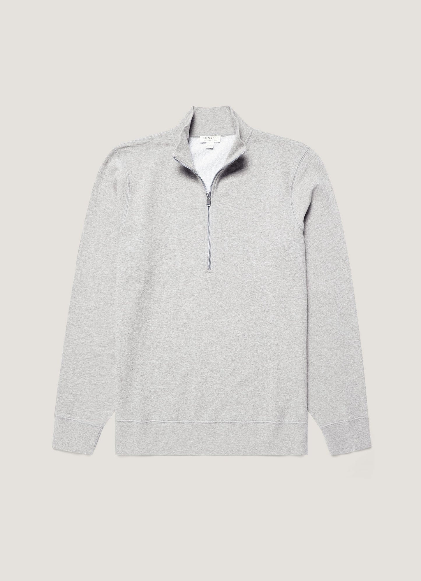 Mens Half Zip Loopback Sweatshirt Grey Melange