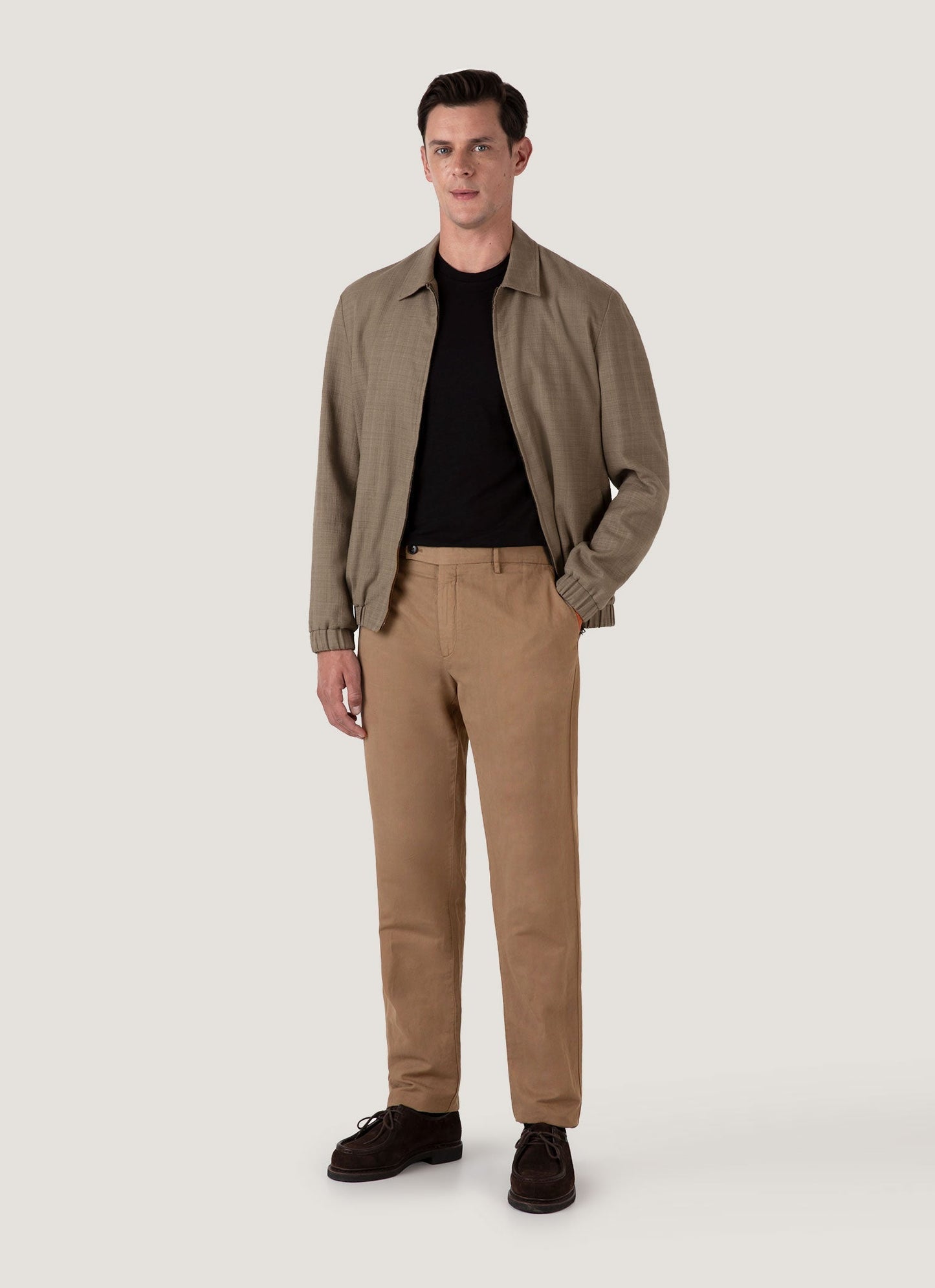 Mens Cotton Linen Trouser In Dark Tan Mtrs3103 Brdh