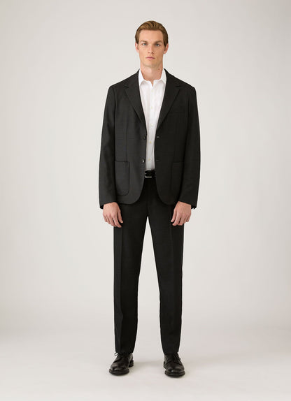Mens Lightweight Travel Wool Trouser In Dark Charcoal Melange Mtrs3109 Gybg