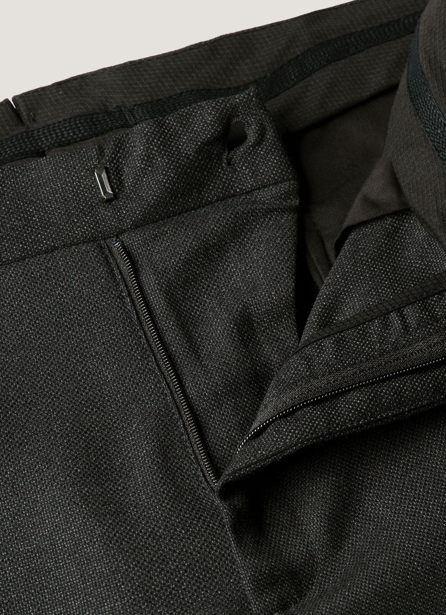 Mens Lightweight Travel Wool Trouser In Dark Charcoal Melange Mtrs3109 Gybg