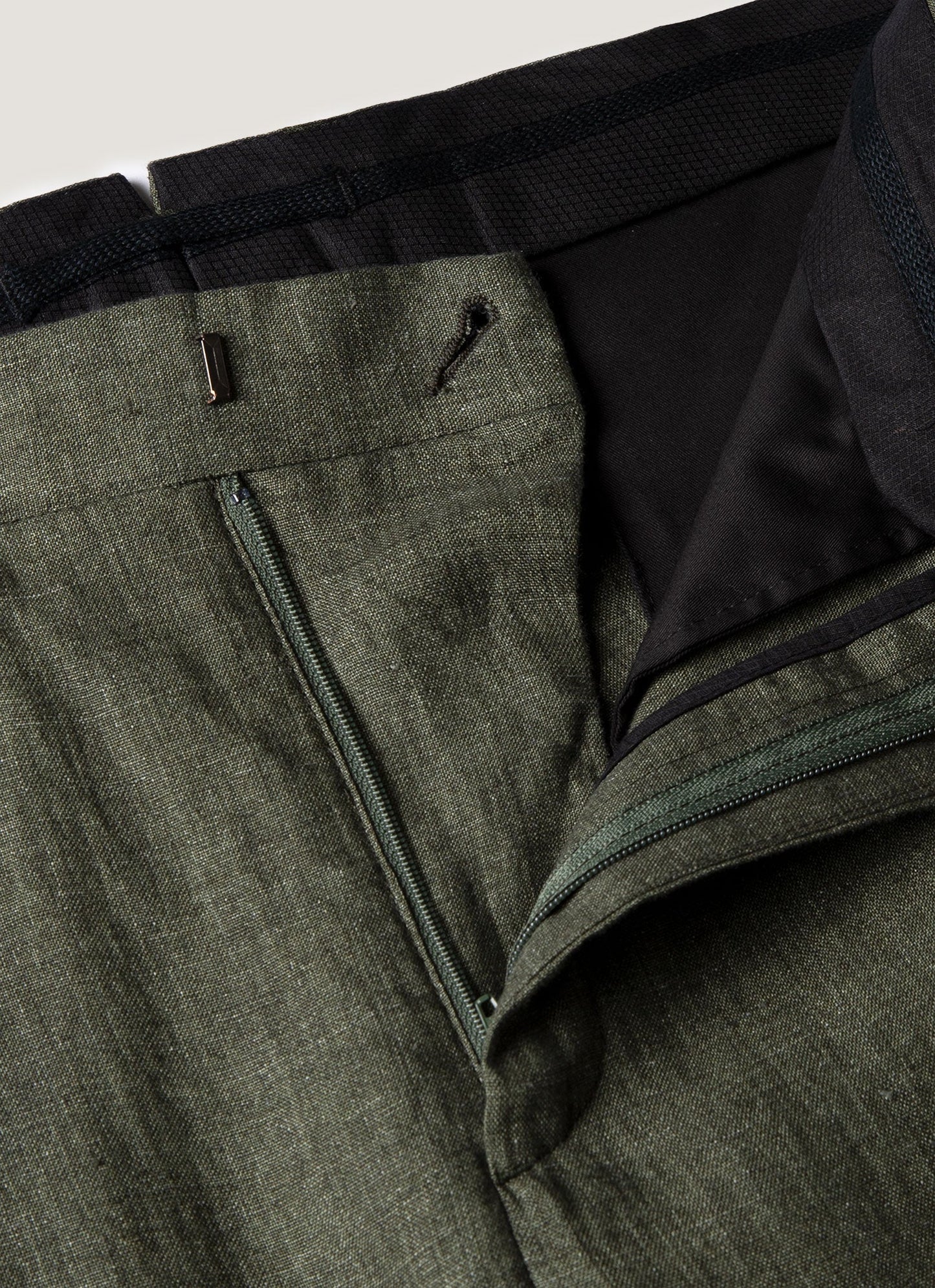 Mens Pleated Linen Trouser In Hunter Green Mtrs3115 Gngc