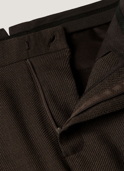 Mens Textured Wool Trouser In Truffle Mtrs3116 Brgd