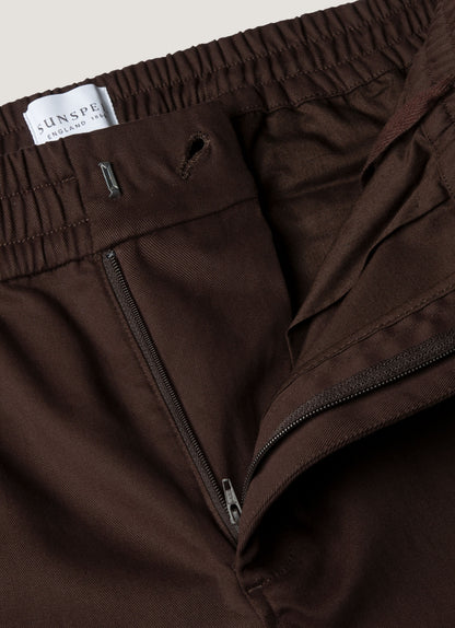 Men's Cotton Cashmere Drawstring Trouser in Truffle