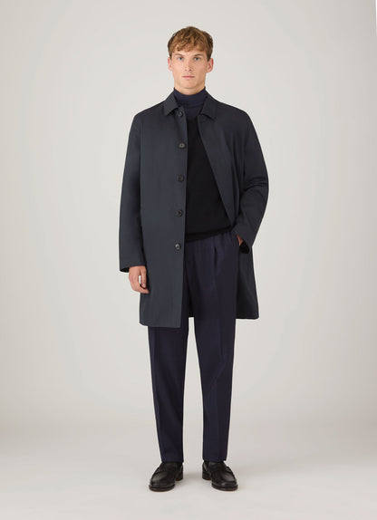 Mens Pleated Wool Twill Trouser In Navy Mtrs3122 Buaa