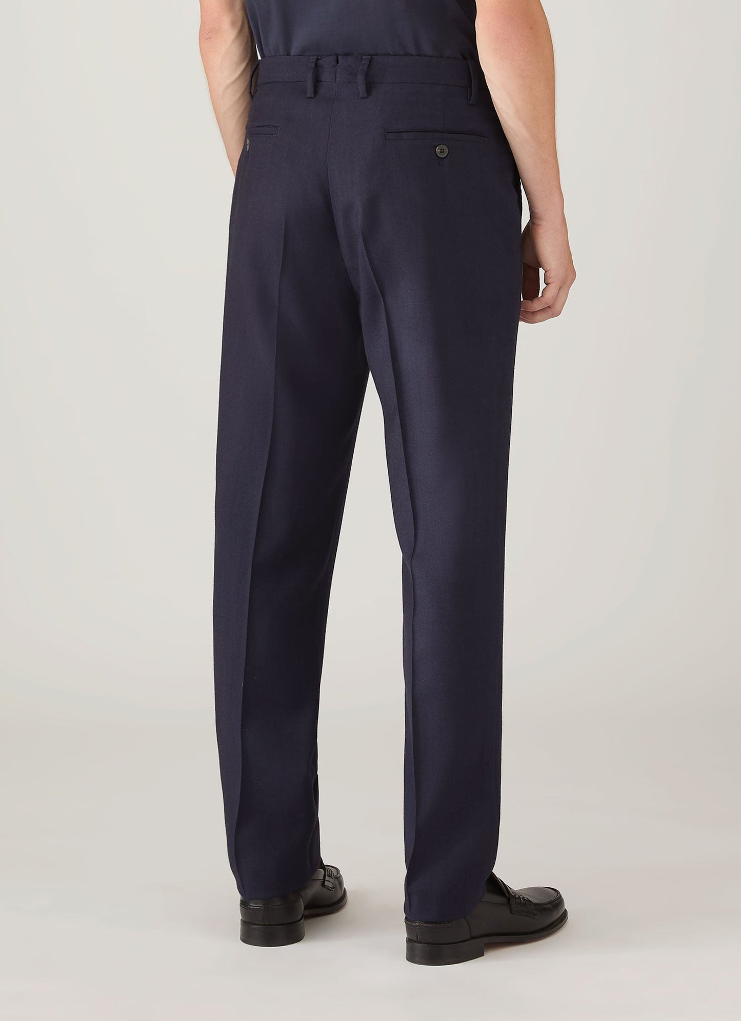 Mens Pleated Wool Twill Trouser In Navy Mtrs3122 Buaa