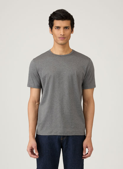 Short Sleeve Crew Neck T Shirt Charcoal Melange