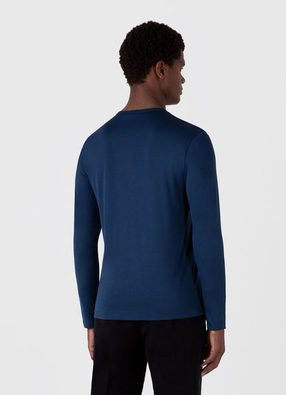 Mens Classic Long Sleeve Tshirt In Naval Blue Mtsh0003 Buvm