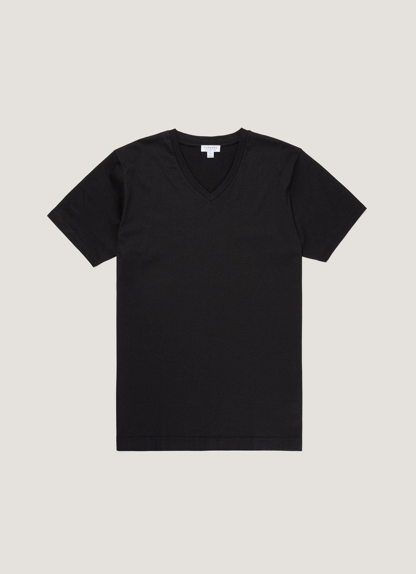 Mens Cotton V Neck Riviera V Neck T Shirt In Black