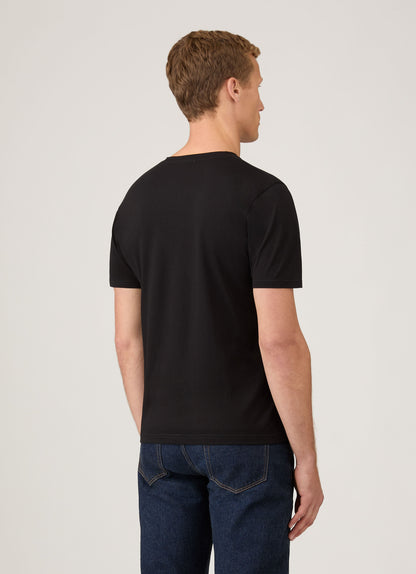 Mens Cotton V Neck Riviera V Neck T Shirt In Black