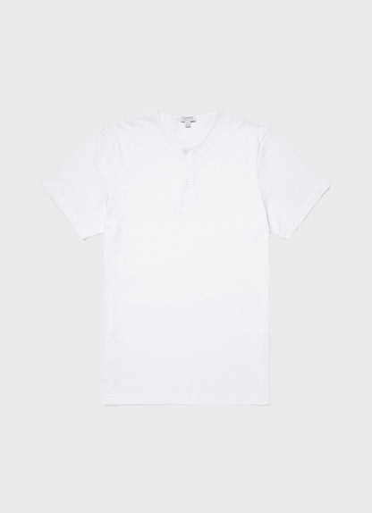 Mens Riviera Henley In White Mtsh0177 Whaa