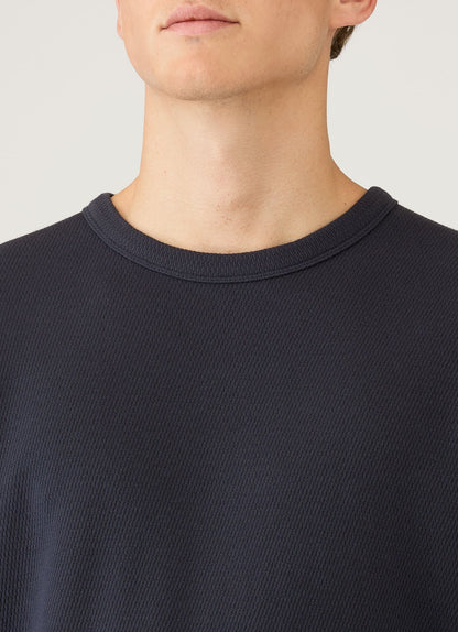 Mens Long Sleeve Cellulock Crew Neck In Navy Mtsh0201 Buaa