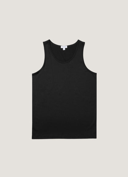 Mens Superfine Cotton Vest In Black Mves4203