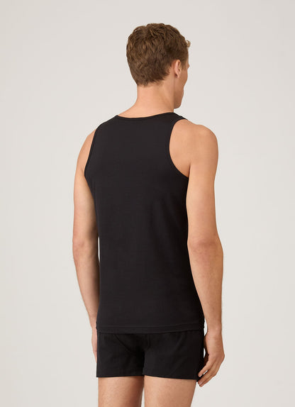 Mens Superfine Cotton Vest In Black Mves4203