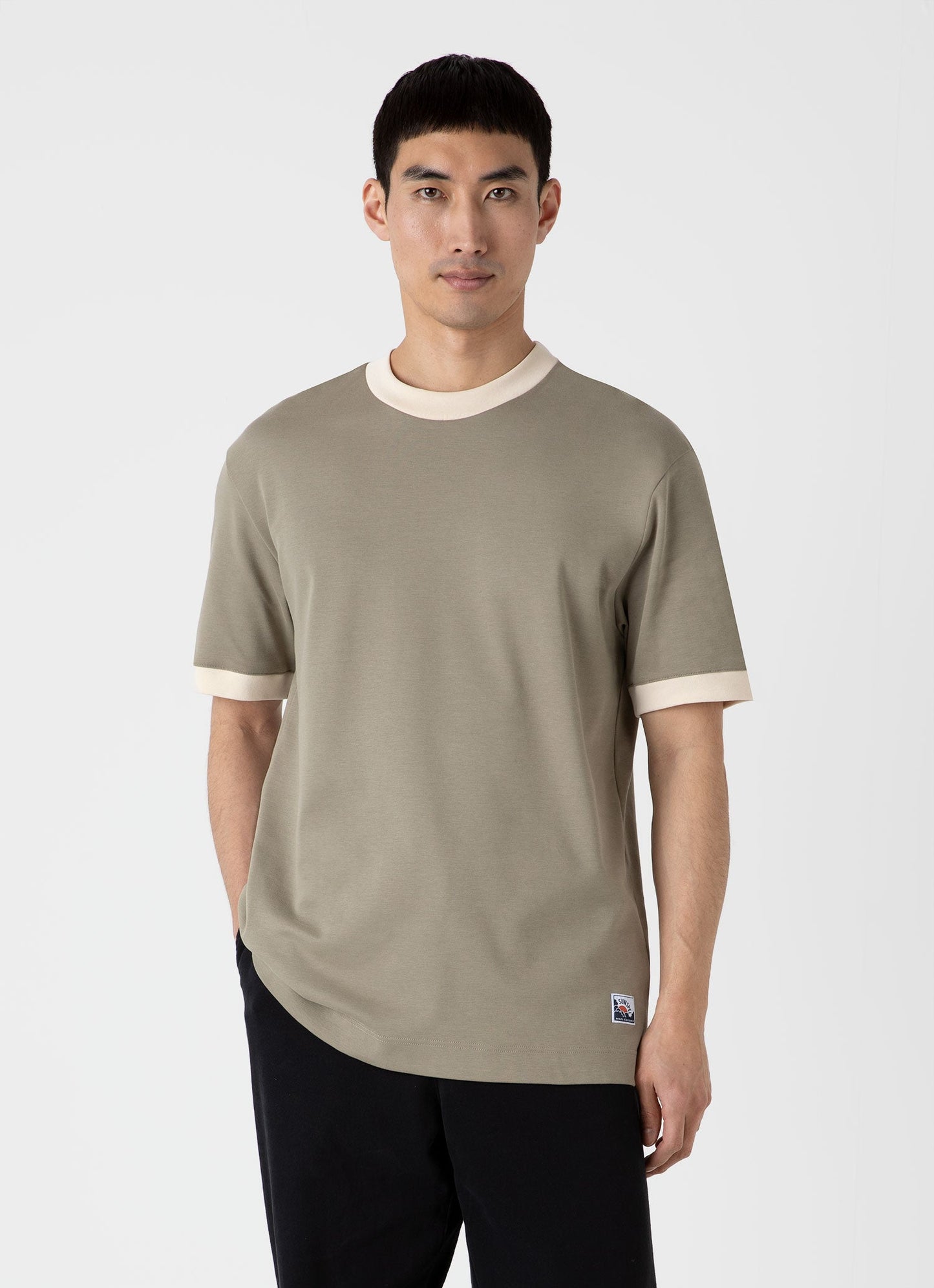 Mens Nigel Cabourn Carbon Brushed Tshirt In Earth Ncmtsh0184 Gnhu