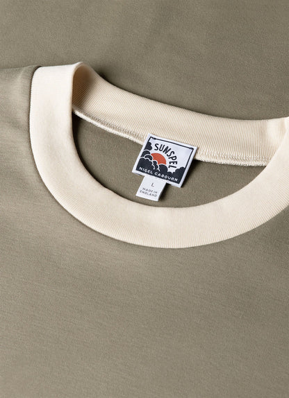 Mens Nigel Cabourn Carbon Brushed Tshirt In Earth Ncmtsh0184 Gnhu