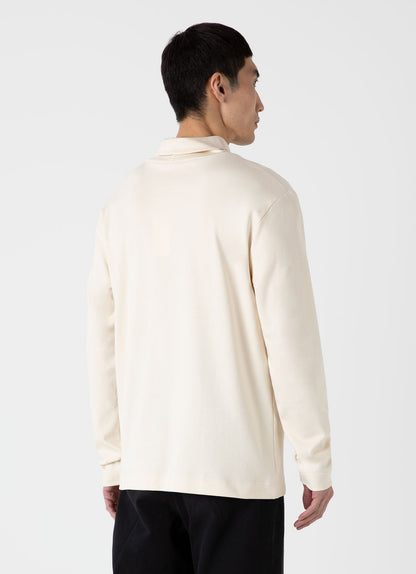 Mens Nigel Cabourn Carbon Brushed Roll Neck In Undyed Ncmtsh0185 Nuab