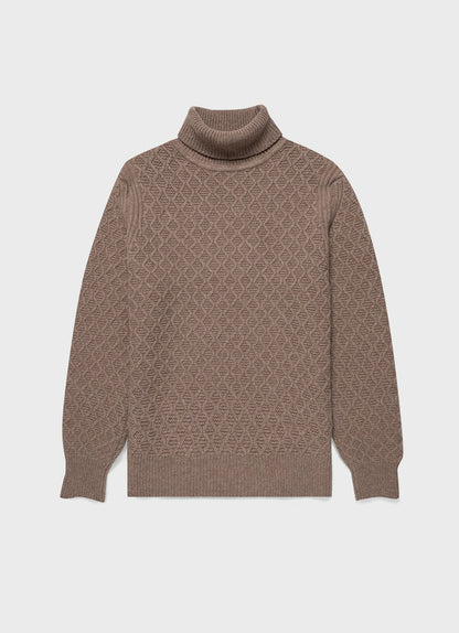 Mens Wm Brown Lambswool Roll Neck In Natural Brown Wbmjum8268 Brea