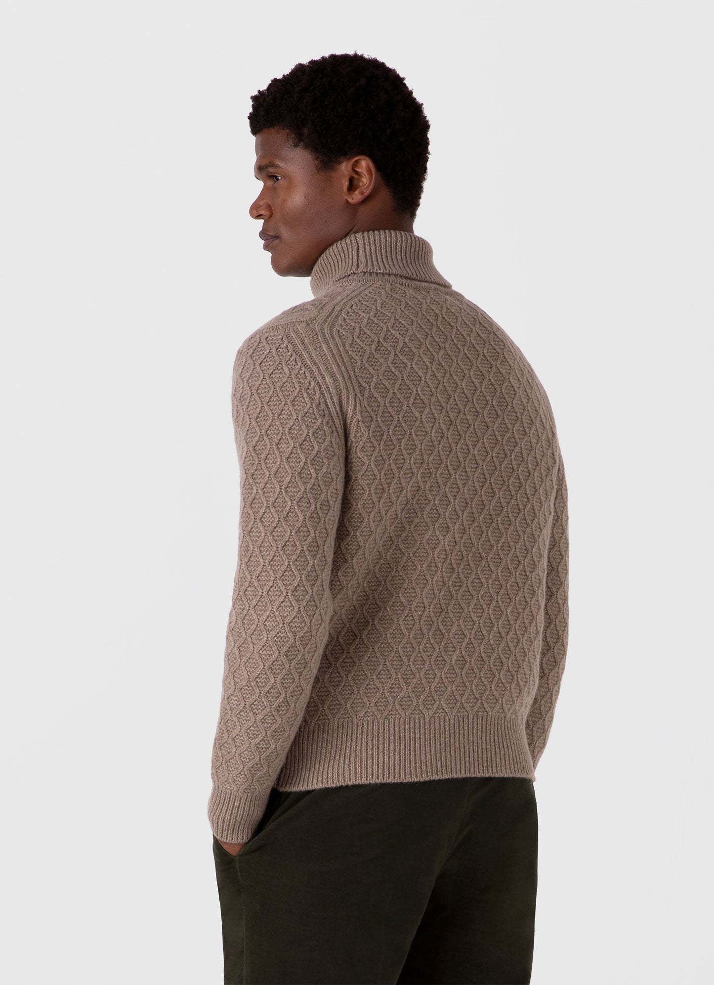 Mens Wm Brown Lambswool Roll Neck In Natural Brown Wbmjum8268 Brea