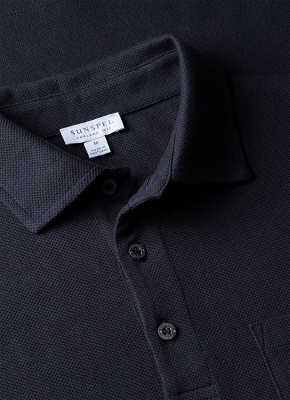 Mens Wm Brown Long Sleeve Polo Shirt In Navy Wbmpol1062 Buaa