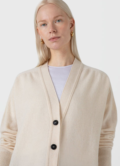 Womens Lambswool Cardigan In Ecru Wcar8183 Whcr