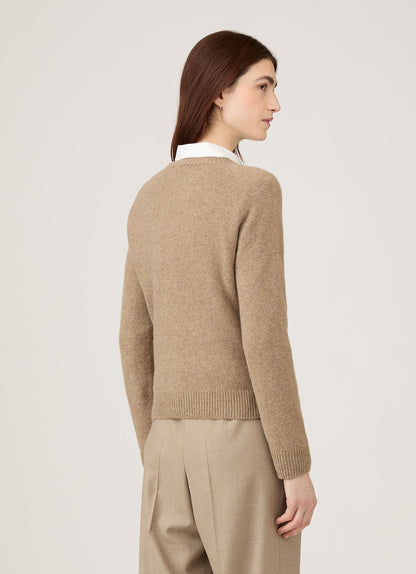 Womens Lambswool Crew Neck Jumper In Mink Wjum8073 Brgb