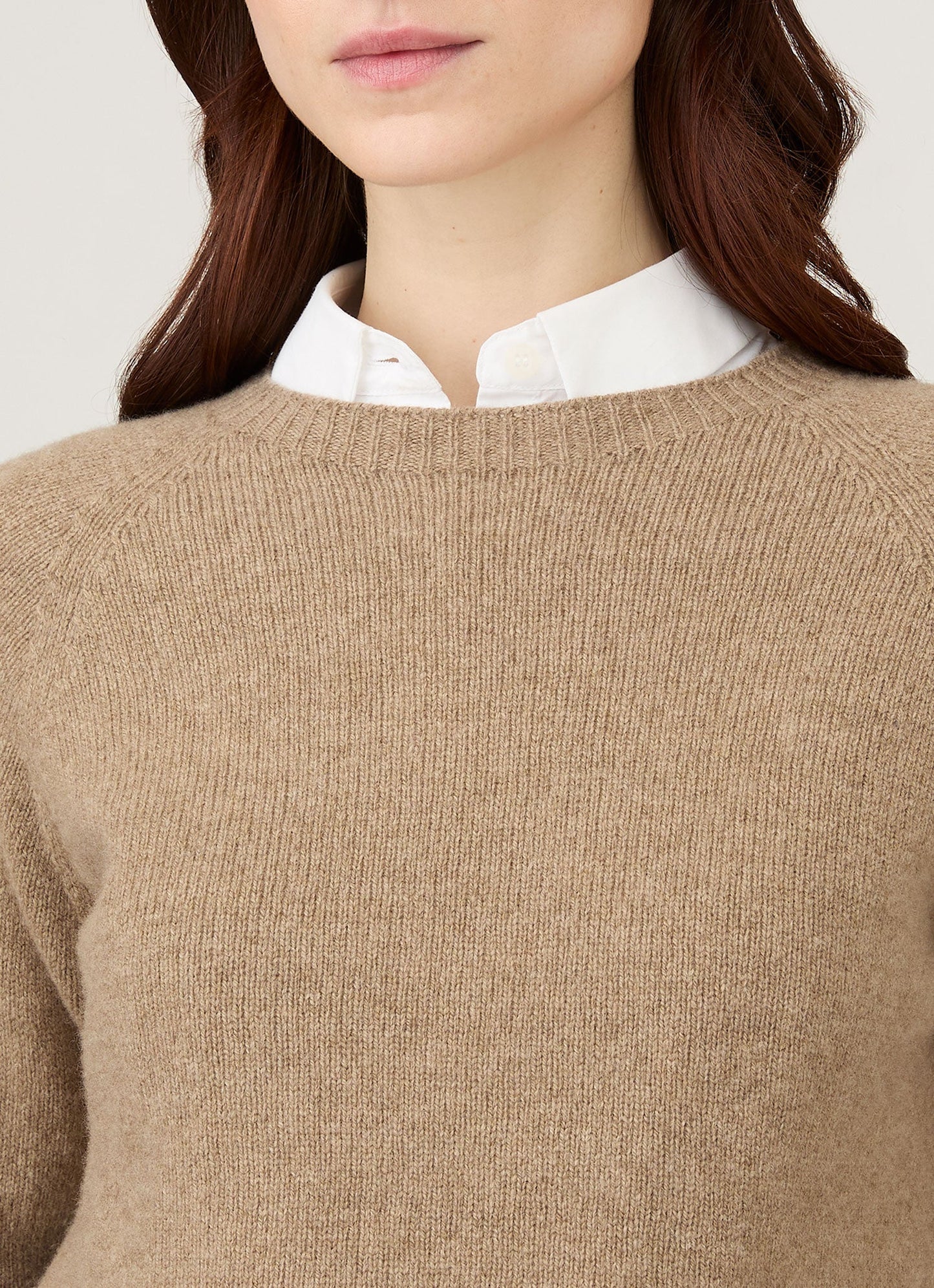 Womens Lambswool Crew Neck Jumper In Mink Wjum8073 Brgb