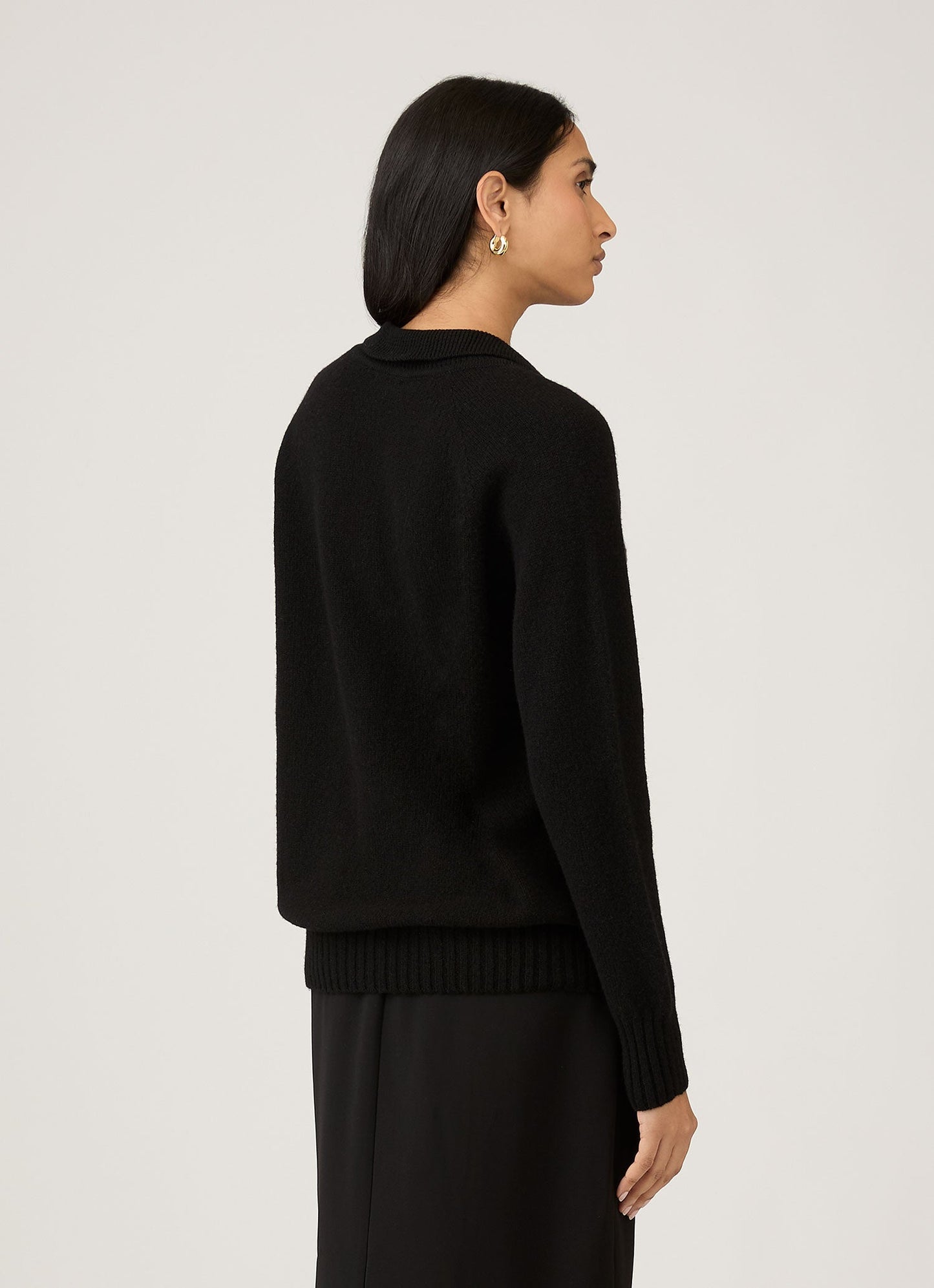 Womens Lambswool Polo Neck Jumper In Black Wpol8214 Bkaa